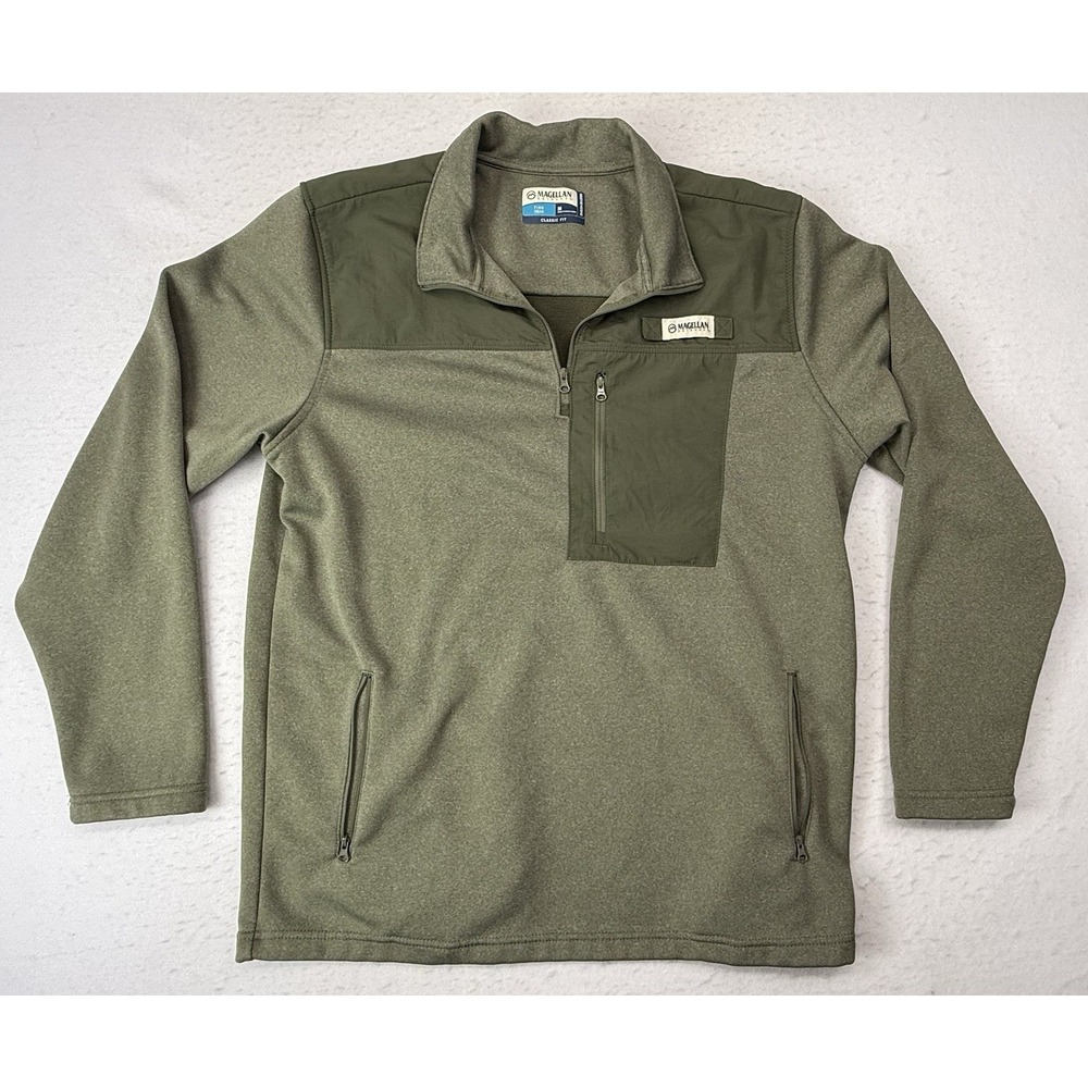 Magellan Outdoors Green Classic Fit 1/4 Zip Moisture Wicking Pullover Sz Medium